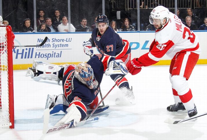 Still have no idea how he got this. (Photo by Scott Levy/NHLI via Getty Images)